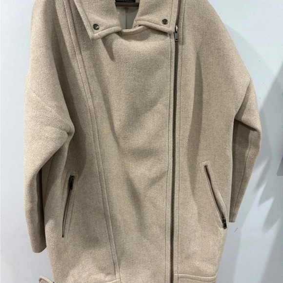 $370 Rare Banana Republic Oversized Moto Cocoon Coat in Beige size XL Wool blend - Picture 10 of 11